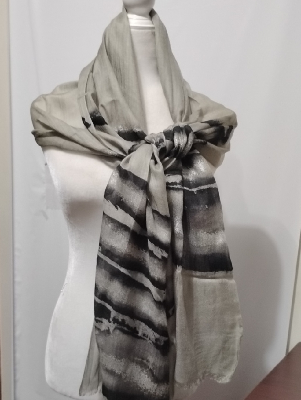 Simply Vera Vera Wang Black and Gray Striped Lightweight Scarf